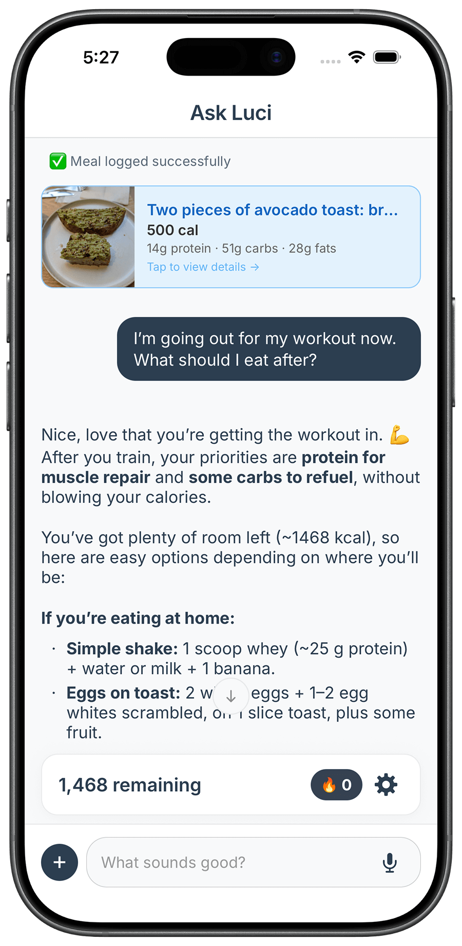 Ask Luci app screens